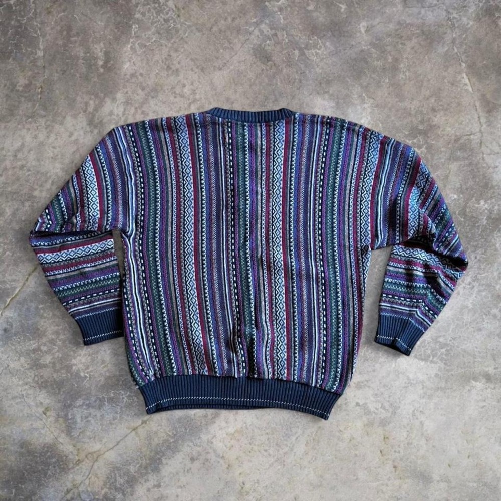 Vintage 90s Florence Tricot Henley Italian Coogi sweater multicolor - Picture 4 of 7